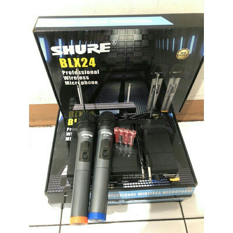 Mic wireless SHURE BLX24/profesional Microphone UHF 2Handle.super bagus