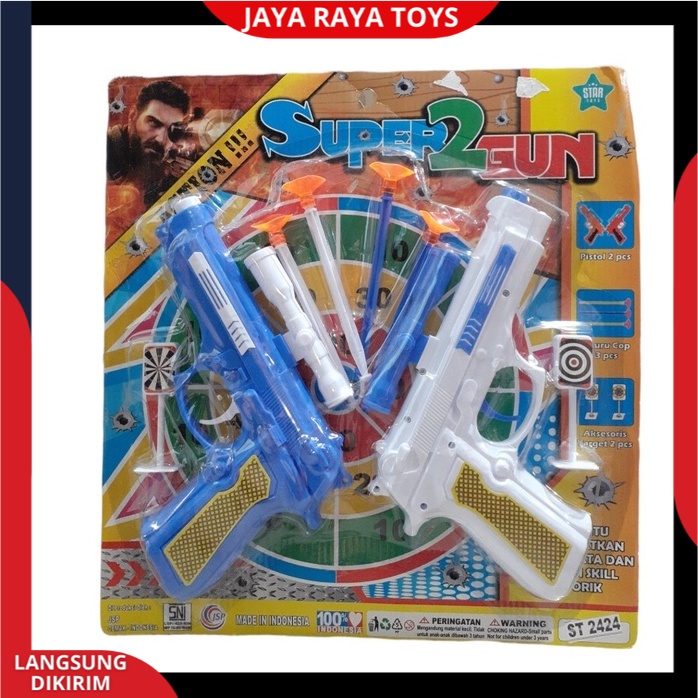 ( PROMO) ISI 2 PCS Mainan AnakTembak Tembakan Pistol Ketapel Super Gun Set Edukasi Anak Peluru Karet