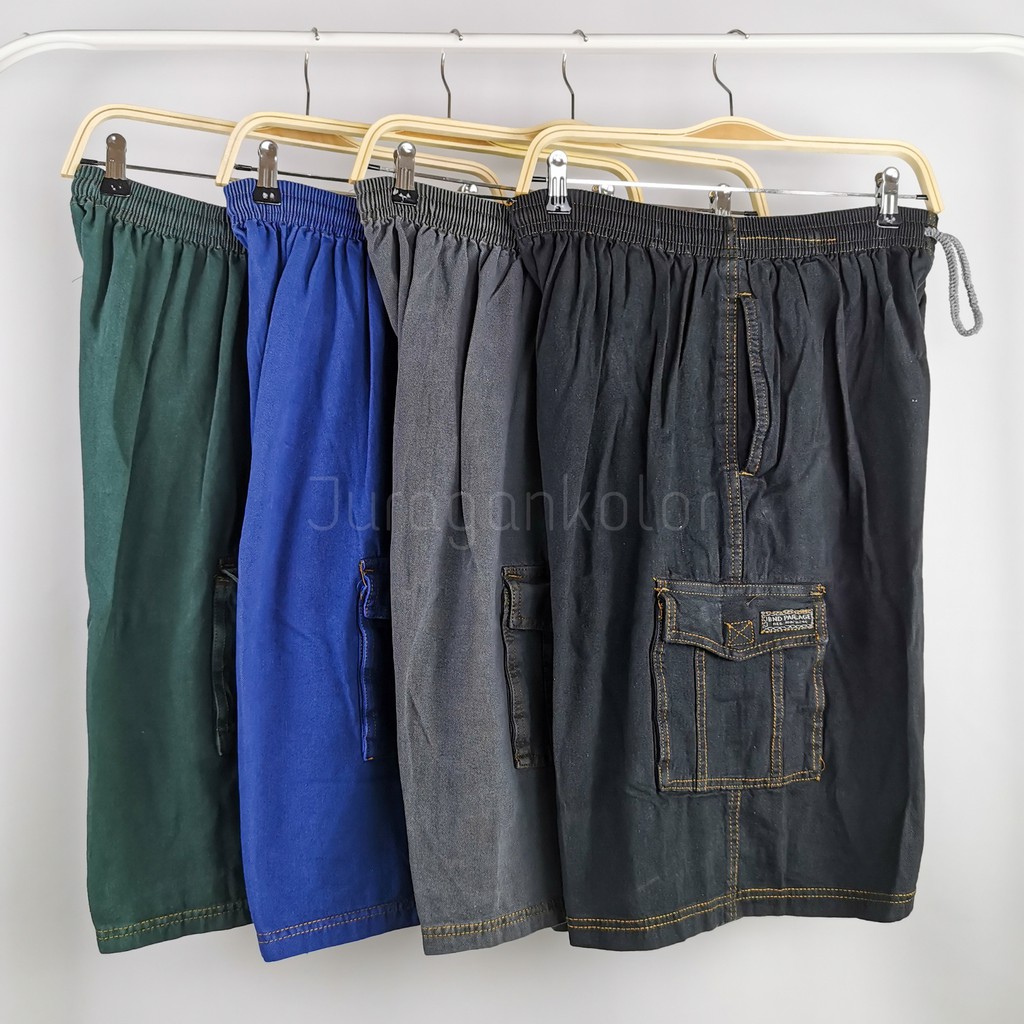Celana Pendek Pria Cargo Denim BIG SIZE JUMBO Polos