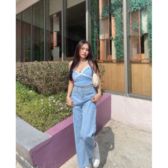 (27-34) LIGHT BLUE LOOSE KULOT JEANS / LIGHT BLUE SUMMER HIGHWAIST LOOSE JEANS WANITA / CELANA HW LOOSE JEANS WANITA CEWEK / HW BAGGY JEANS