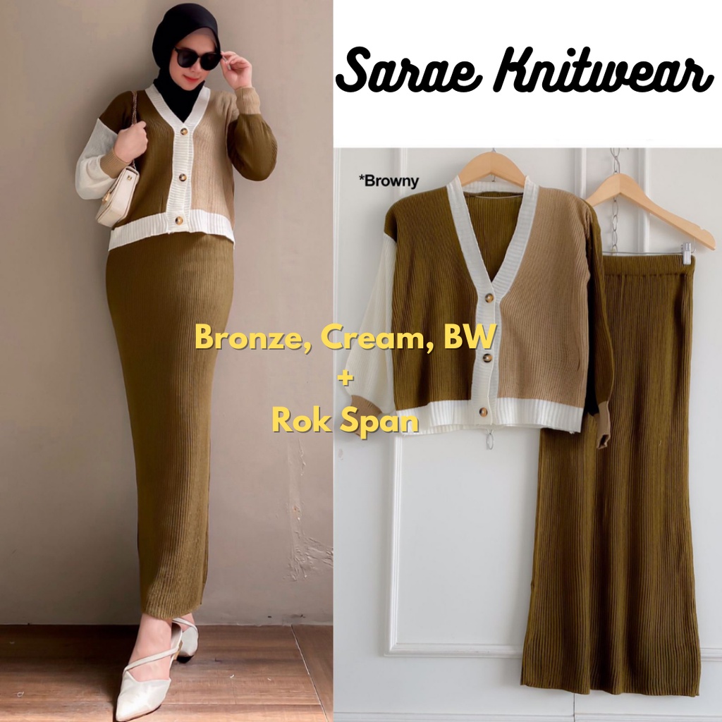 Shania OneSet Setelan Rajut Wanita Premium Tebal Halus Realpict Best Seller 1 Set Cardigan Rok Span 2in1 Korean Style