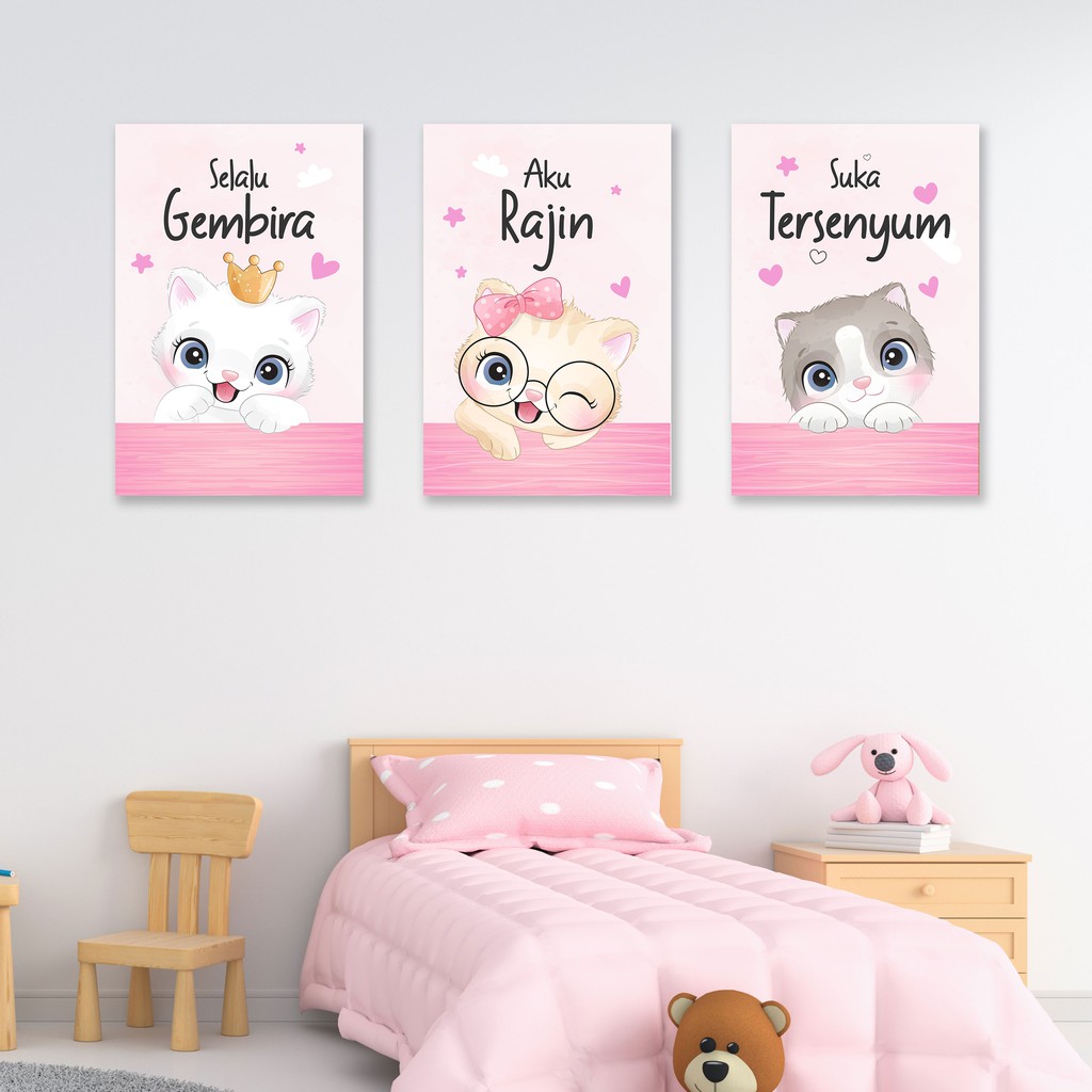 B88 HIASAN DINDING KAMAR ANAK PAJANGAN UNIK MURAH LUCU MOTIF KARAKTER KARTUN KUCING
