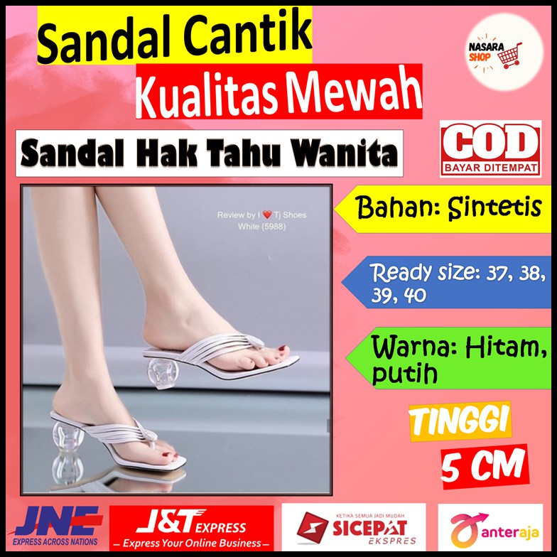 Sandal Pesta Hak Kaca Tahu Heels Tali Wanita KF05