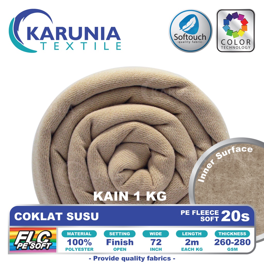 PE Fleece 20s /  Coklat Milo/  Kain / Bahan Jaket / Sweater / Per Kg