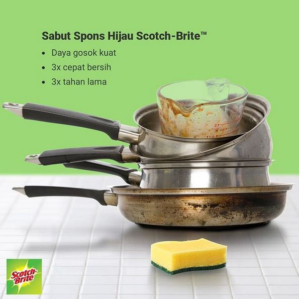 ORIGINAL Scotch Brite Sabut Spons Basic (ID-T36) / Spons Pencuci Piring / HELLOMARTID