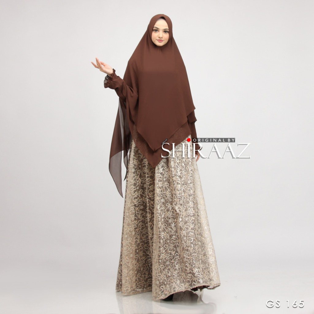 GS-165 by Shiraaz Gamis Set Khimar Syari Gamis Berbrokat Manis dengan Bahan Premium ORI Branded
