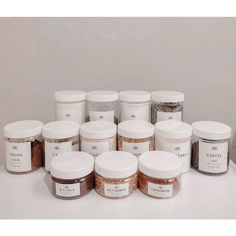 Toples Tempat Bumbu Dapur Plastik Putih 1000 ml dan 1500ml free stiker label