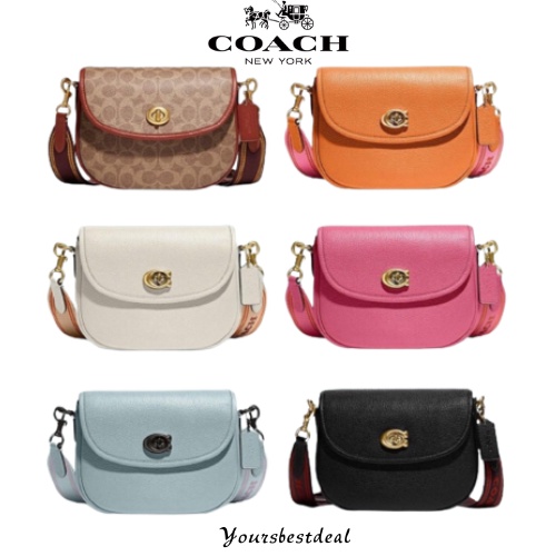 Coach CA093 CA094 CA101 Willow Saddle Bag In Signature Canvas Or Colorblocks Color Shoulder Bag