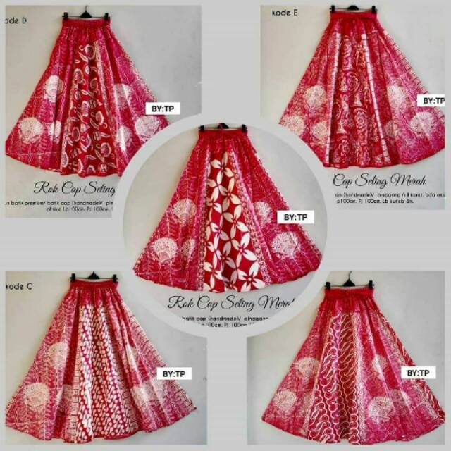 Rok Cap Seling Merah Delima Bawahan Batik Kantoran Wanita Casual Formal Kondangan Katun Premium