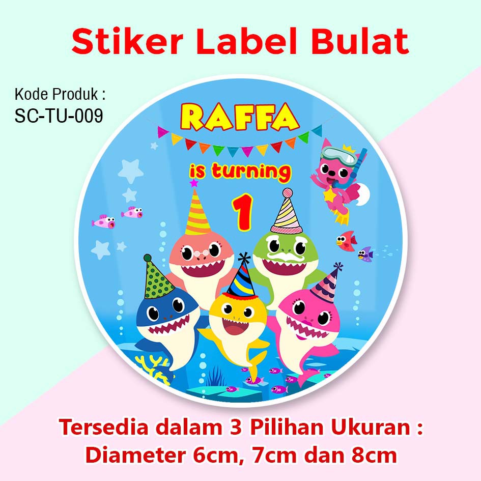 Stiker Label Ulang Tahun Anak Tumpeng Mini Souvenir Baby Shark Shopee Indonesia