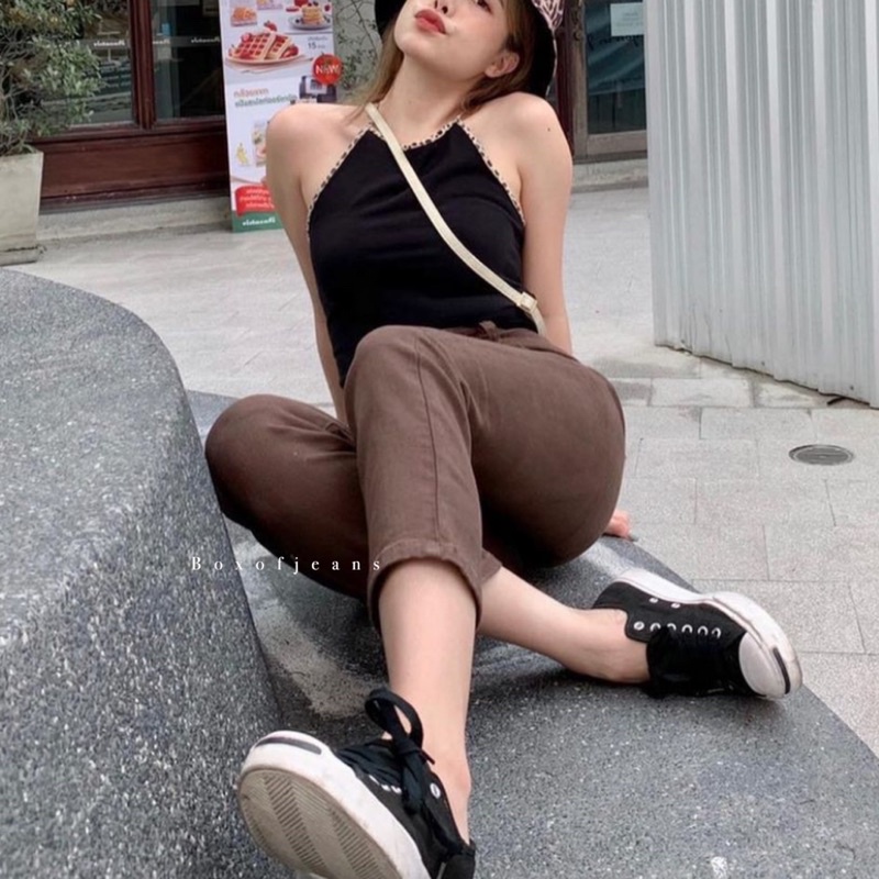 Boxofjeans - HW Stretchy Boyfriend jeans - DARK BROWN