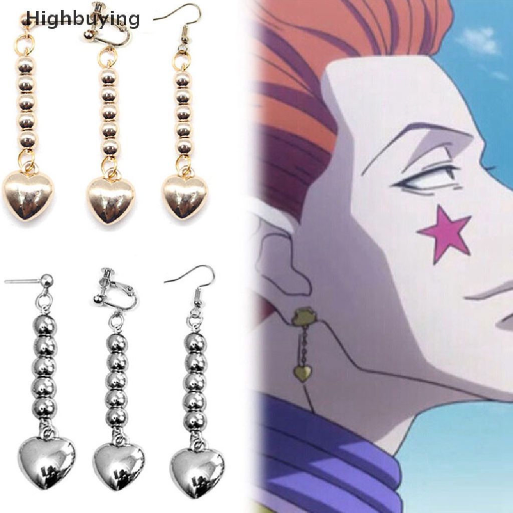 1 Pasang Anting Klip Desain Anime HUNTER Hisoka Bentuk Bulat Hati Untuk Hadiah Kostum Cosplay Glory