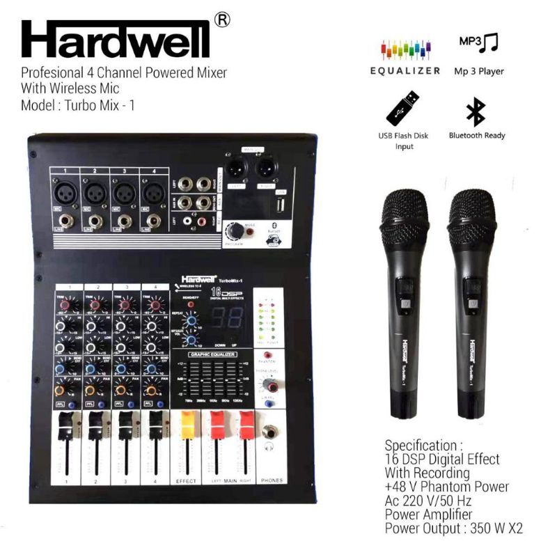 MIXER HARDWELL TURBO MIX-1 4 CH CHANEL 4 ORIGINAL HARDWELL