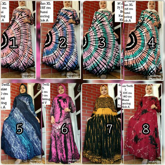 Gamis Twill Jumbo Jeruk Mas Original, Daster Abstrak Pelangi Jumputan