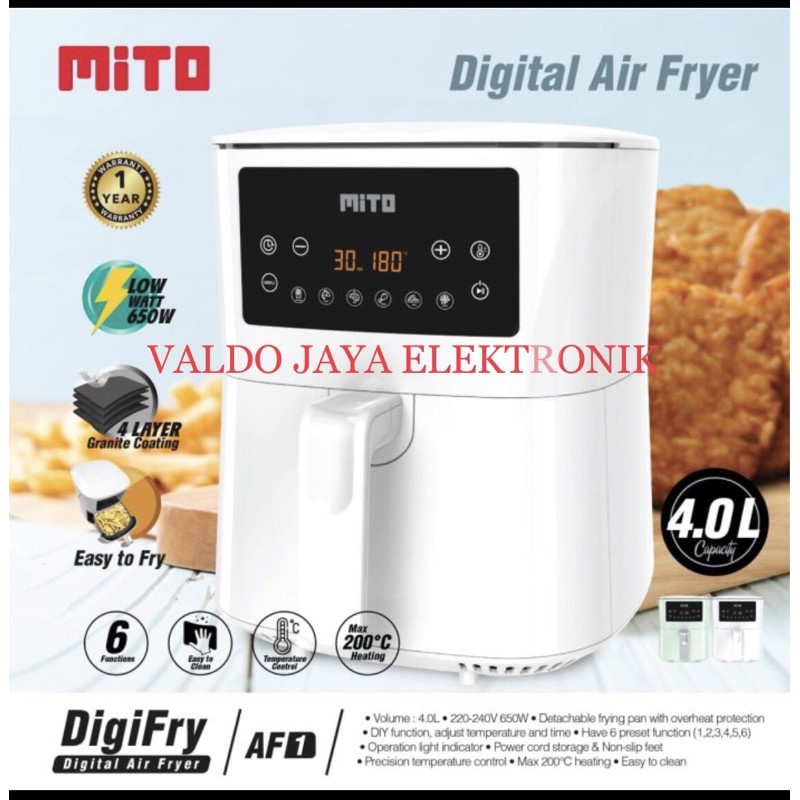 MITO Air Fryer Digital AF-1 4 Liter Low Watt - Penggorengan Tanpa Minyak