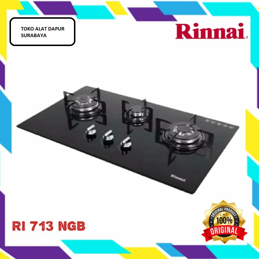 Rinnai Kompor Tanam 3 Tungku RI 713 N GB - 713 NGB 713NGB