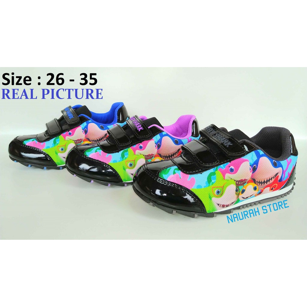 SEPATU BABY SHARK CUTE 100% ORIGINAL PEREKAT VELCRO BSC 001 PAUD TK SD DISKON PROMO MURAH OKE