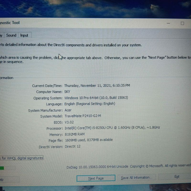 Laptop Acer Travelmate P2410 Cor i5-8250U Gen 8 Ram 8GB HDD 1TB Ultra HD 620 Win.10 Siap pakai