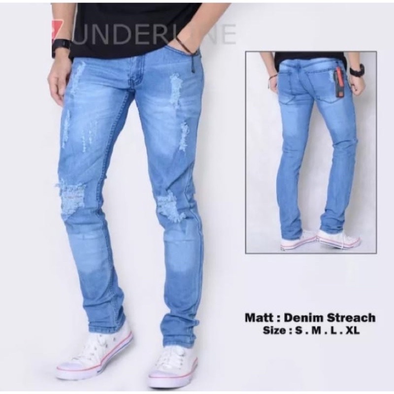 CELANA JEANS PANJANG PRIA SOBEK LUTUT/CELANA PANJANG SOBEK LUTUT RIPPED JEANS ORIGINAL