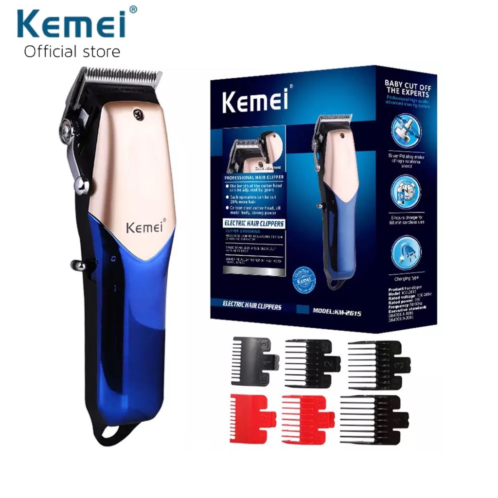 Kemei KM-2615 Alat Cukur Rambut Original Hair Clipper Professional Elektrik Rechargeable Cordless Cukuran KM 2615