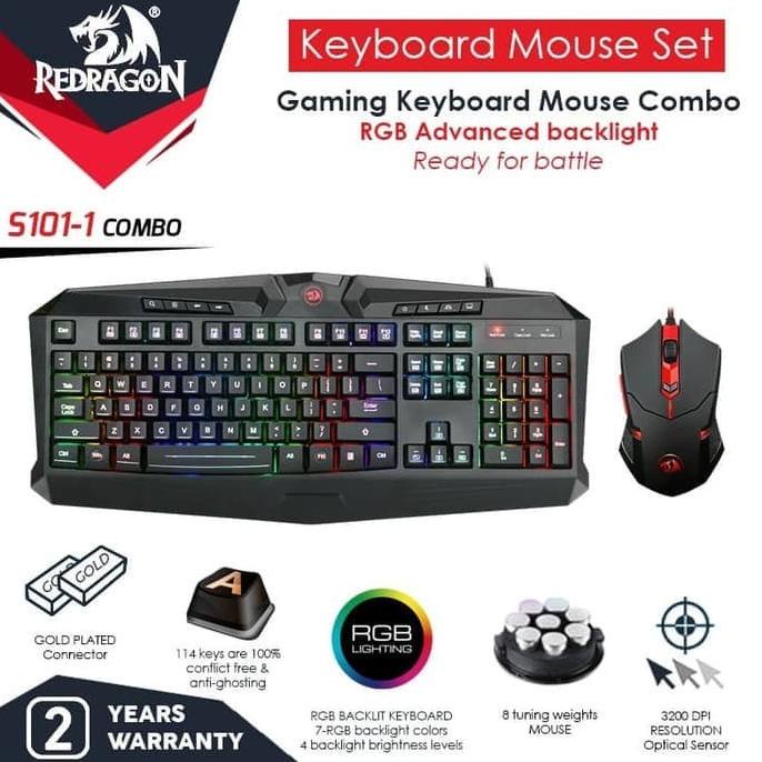 Redragon S101-1 Gaming Keyboard Mouse 2 in 1 Combo RGB