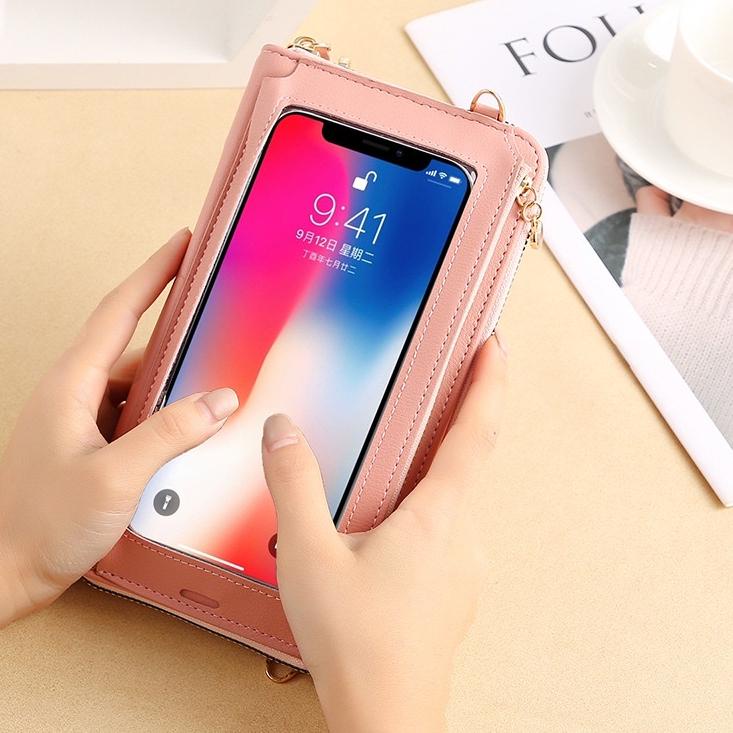 Segera Pilih Tas Selempang Kulit Wanita Dompet Hp Cewek Touchscreen Multifungsi Mini Bag FY C299-1
