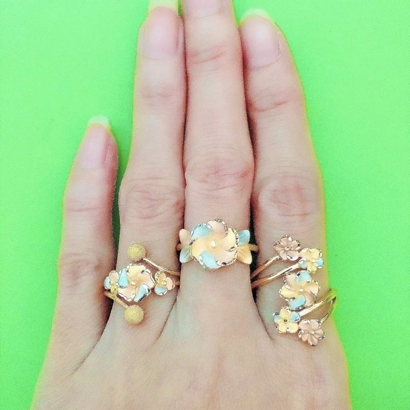 Cincin Bunga 3 warna variasi bola pasir UBS kadar 6K 300