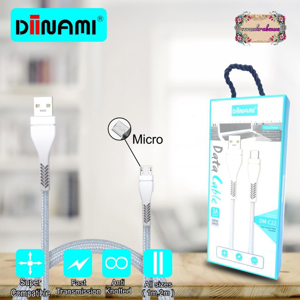 BM081 C22 DIINAMI Kabel data cable charger original ready Micro i ph0neee tipe c 1 2 3 meter 3Amper SB1269