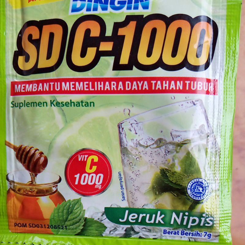 Segar Dingin Powder Drink SD C-1000 Minuman Serbuk Panas Dalam Sachet 7g Varian Rasa Jeruk Nipis Orange Renceng