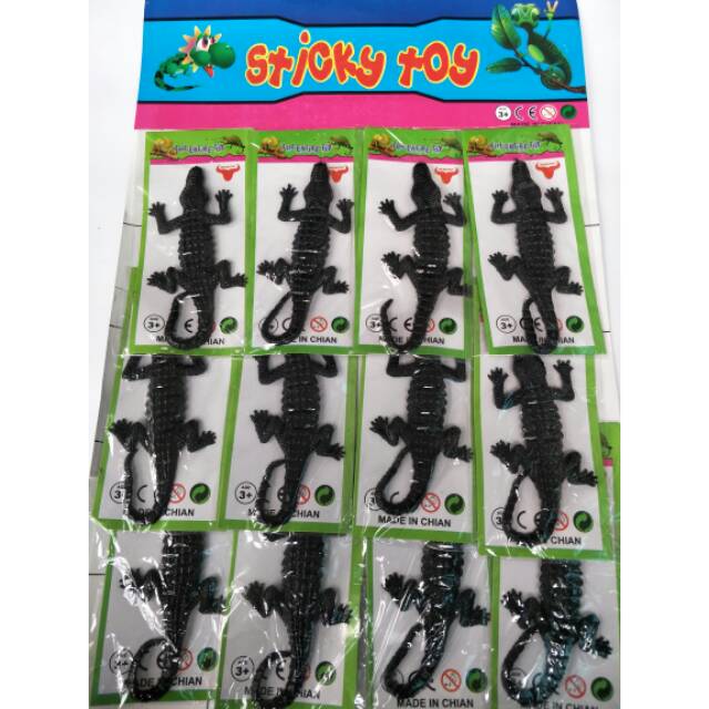 Mainan Sticky Toys Buaya / Dino / Ular / Kelabang / Laba Laba Hitam Jumbo Prank Toys Jelly Karet bisa Nempel Melar Stretchy Murah