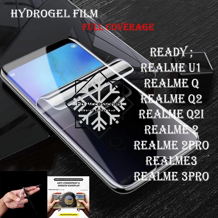 FA ANTI GORES JELLY HYDROGEL REALME U1 Q Q2 Q2i 2 2PRO 3 PRO FULL SCREEN PROTECTOR GUARD SHOCK