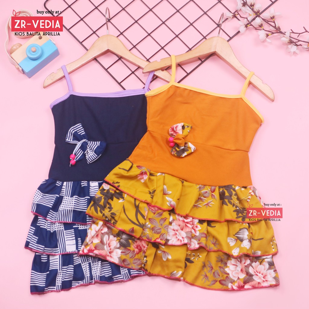 Dress Valerie uk 1-2 Tahun / Baju Anak Perempuan Murah Anak Dress Import Tank Adem Gaun Pesta