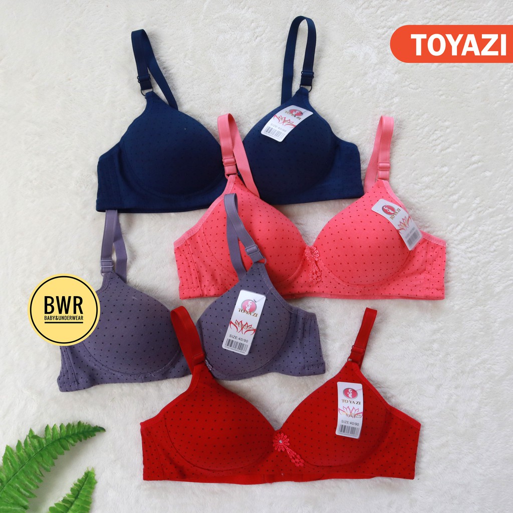 BH TOYAZI Bintik | Bra Busa Tanpa Kawat Kancing 3 Motif Polkadot BINTIK kecil - Bwr