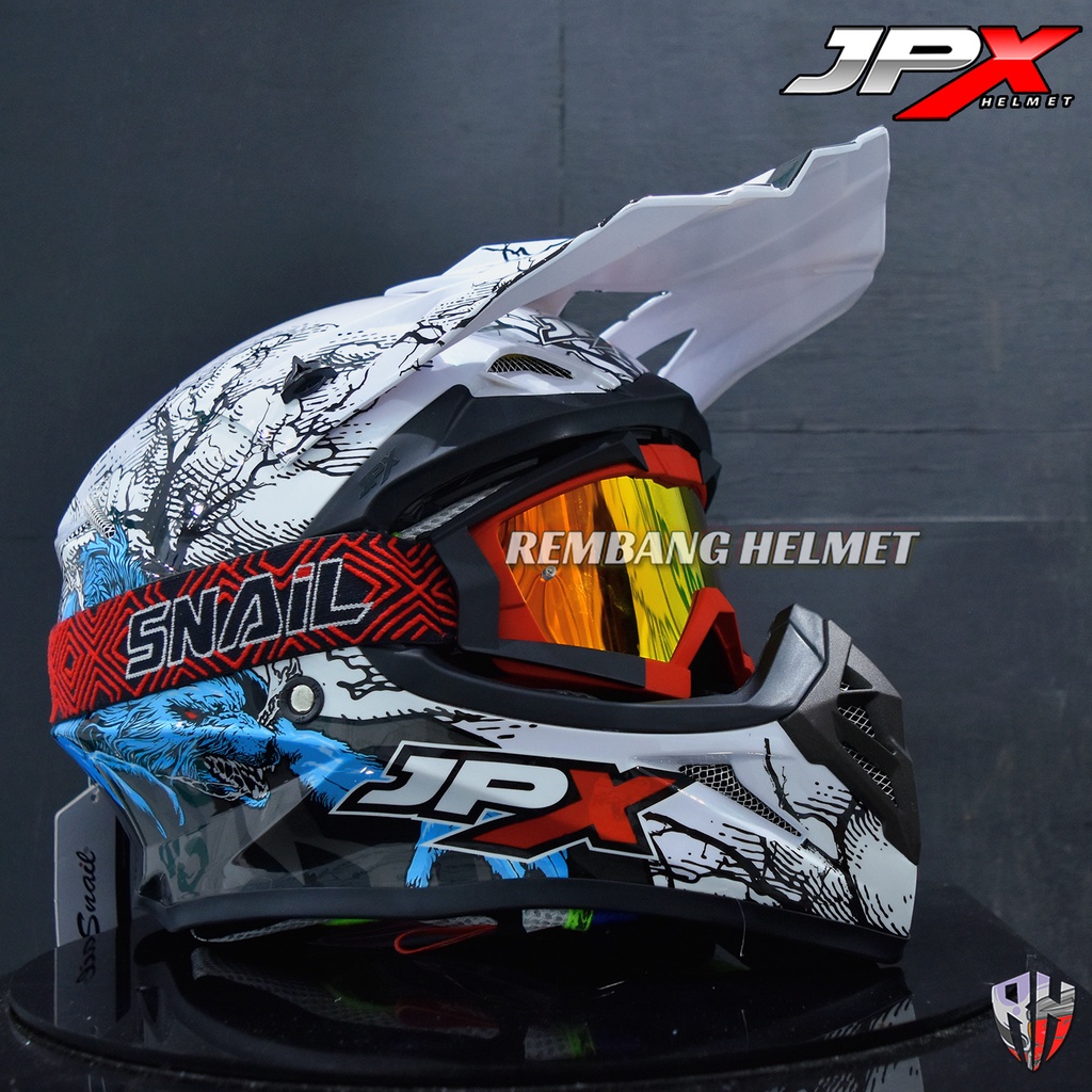 HELM JPX CROSS_FOX1 X14 - PEARL WHITE GLOSS PAKET GANTENG GOOGLE SNAIL HELM JPX KLX ORIGINAL HELMET MOTO TRAIL SUPERMOTO HELM FULL FACE MOTO CROSS TERBAIK TERMURAH-MX30 MATT RED/RED