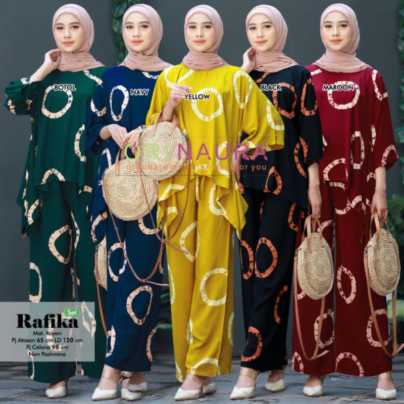 Lafa Set - One Set Wanita Rayon Premium Setelan Wanita Jumbo Waka waka Baju Wanita Batik Kekininan LD 120 cm