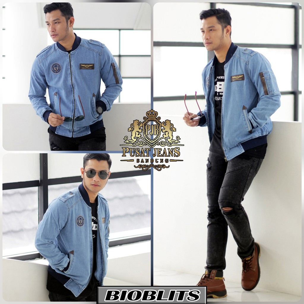 RCL - JAKET BOMBER JEANS DENIM ROCAFELLA ORIGINAL - JAKET JEANS PRIA DENIM