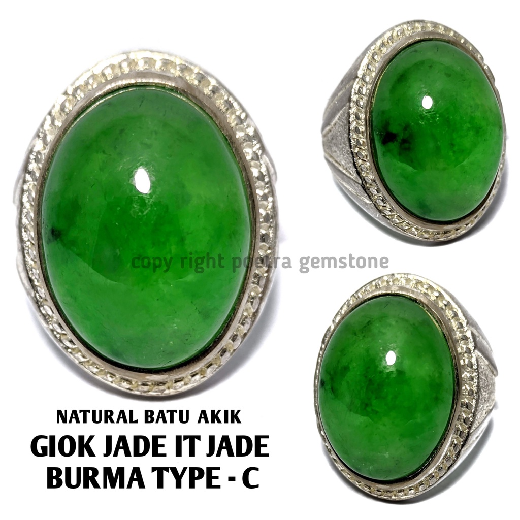 Natural Batu Akik Giok Burma Jade it Jade Ring Alphaka GBJ04