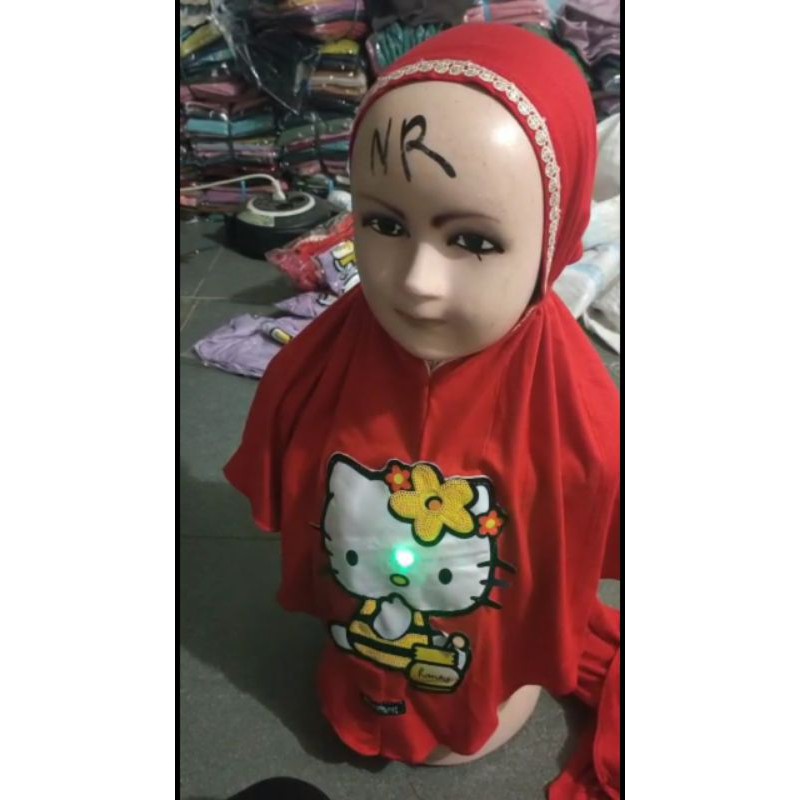 (COD) KERUDUNG ANAK SD LOL HELLO KITTY NYALA DAN BUNYI BAHAN JERSEY SUPER