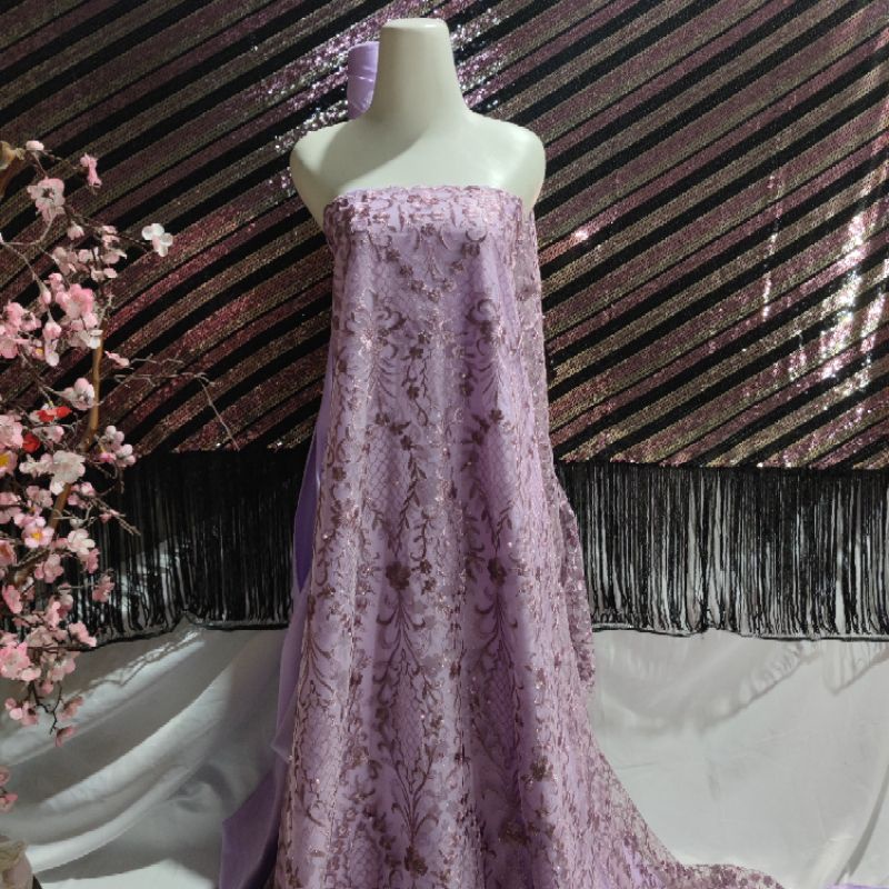 kain tille elisaab / bahan brukat elisaab / tille eliesaab bordir