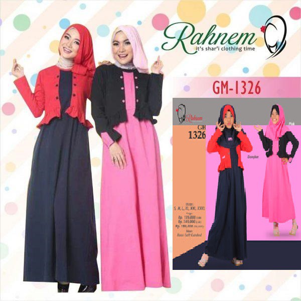 Rahnem Diskon s/d 30% - Gamis GM 1326 & Couple Sarimbit Pasangan Ibu Anak