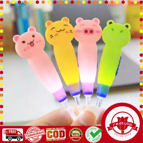 Ear Pick Flashlight LED Alat Pembersih Telinga Anak Cute Animal Karakter Lucu