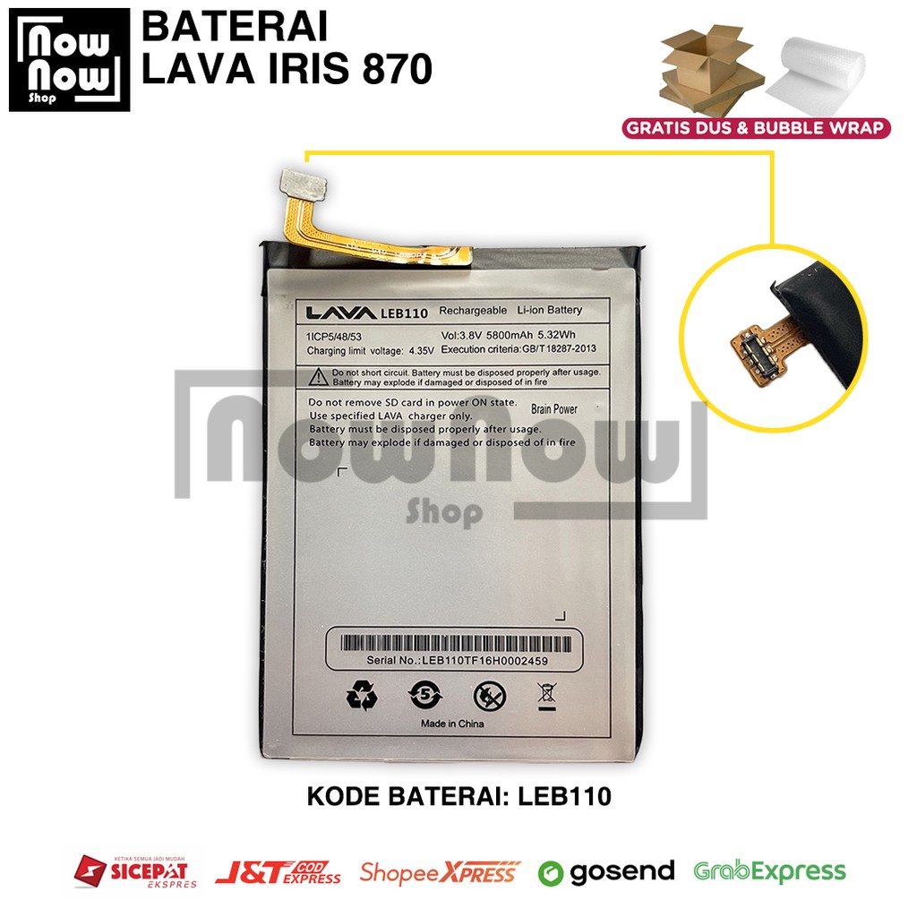 Baterai Lava Iris 870 LEB110 Double Power Batre Batrai Battery HP Lafa LEB 110