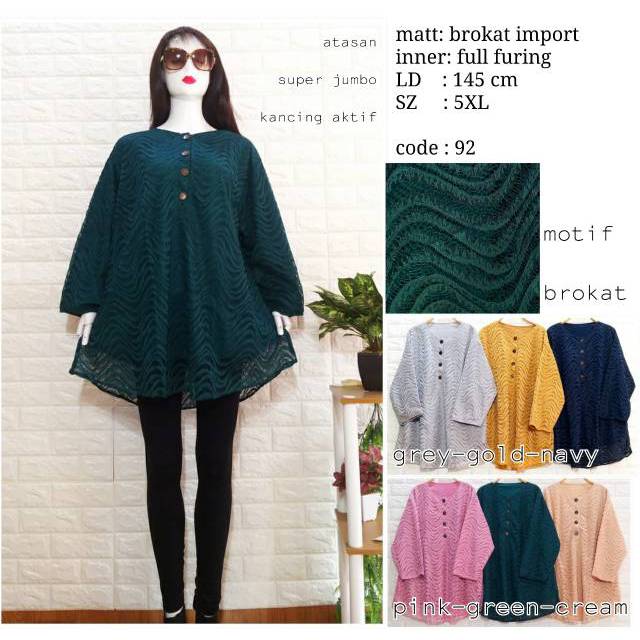 Blus brokat brukat busui super jumbo bigsize full furing LD 145 CM FIT 6L XXXXXL