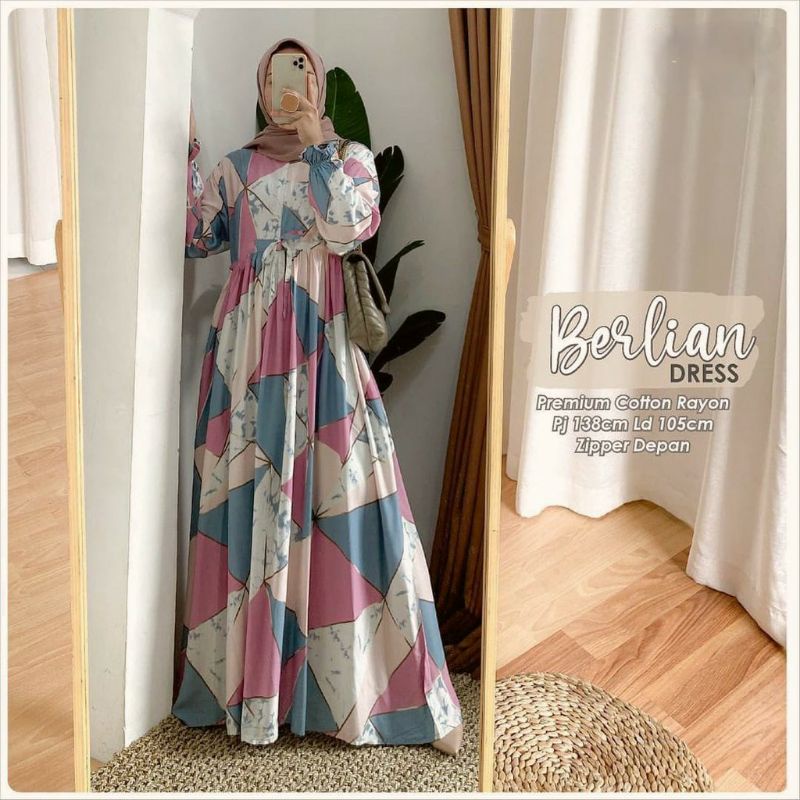 Gamis Rayon Crinkle Airflow Homey Dress Busui Friendly Motif Terbaru LD 100 - 120 Cm