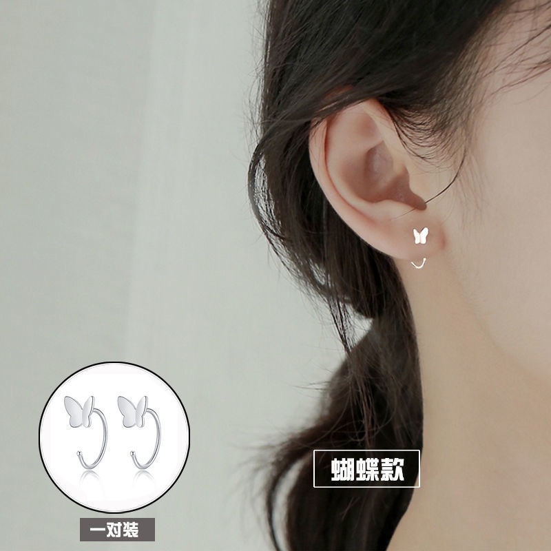 2021 Anting Tusuk Sterling Silver 925 Model Hati / Kupu-Kupu Lucu Ala Korea Untuk Wanita
