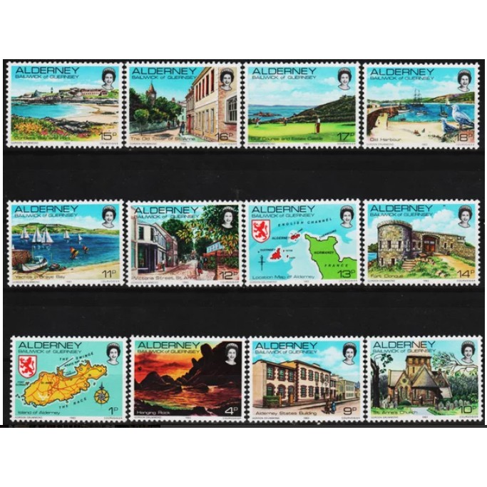 

Perangko Filateli A5-69 Alderney MNH 12v 14.06.1983 Local Motifs