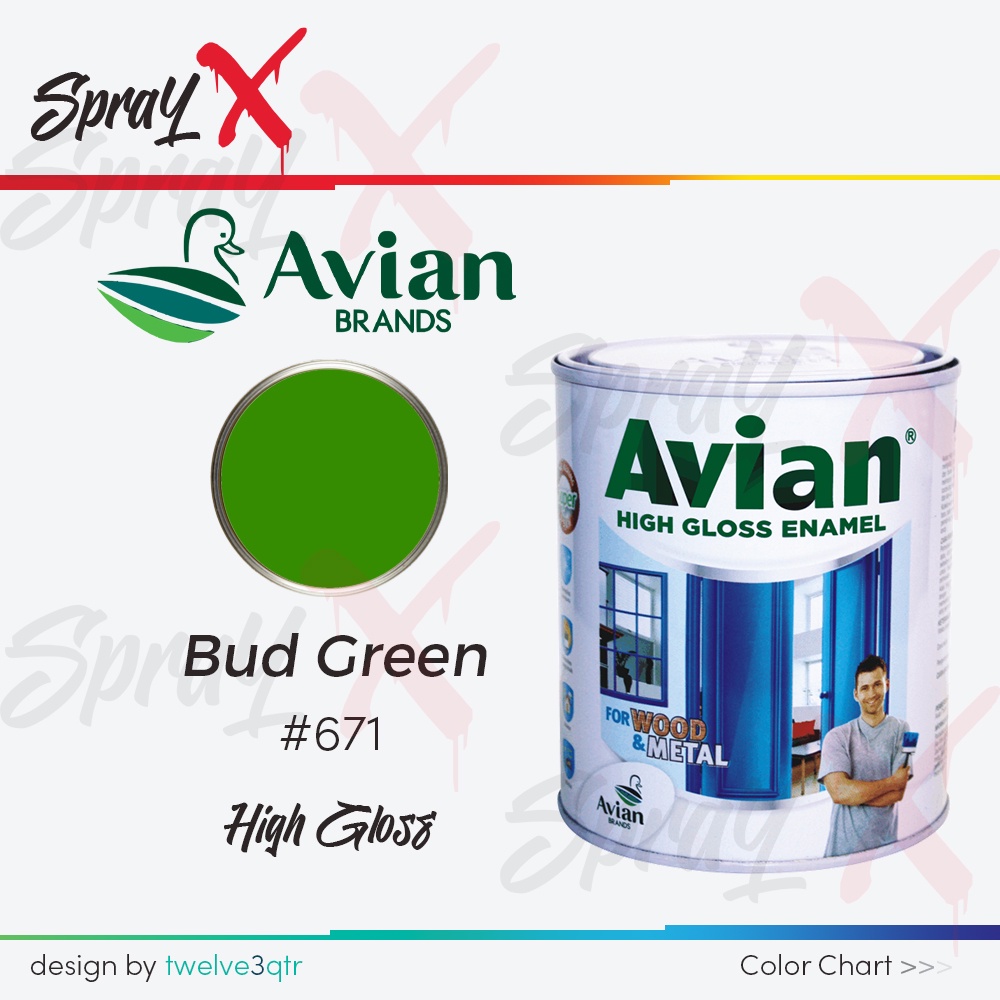 AVIAN CAT MINYAK BUD GREEN 671 / HIJAU CAS #671 0.9 LITER - CAT KAYU DAN BESI
