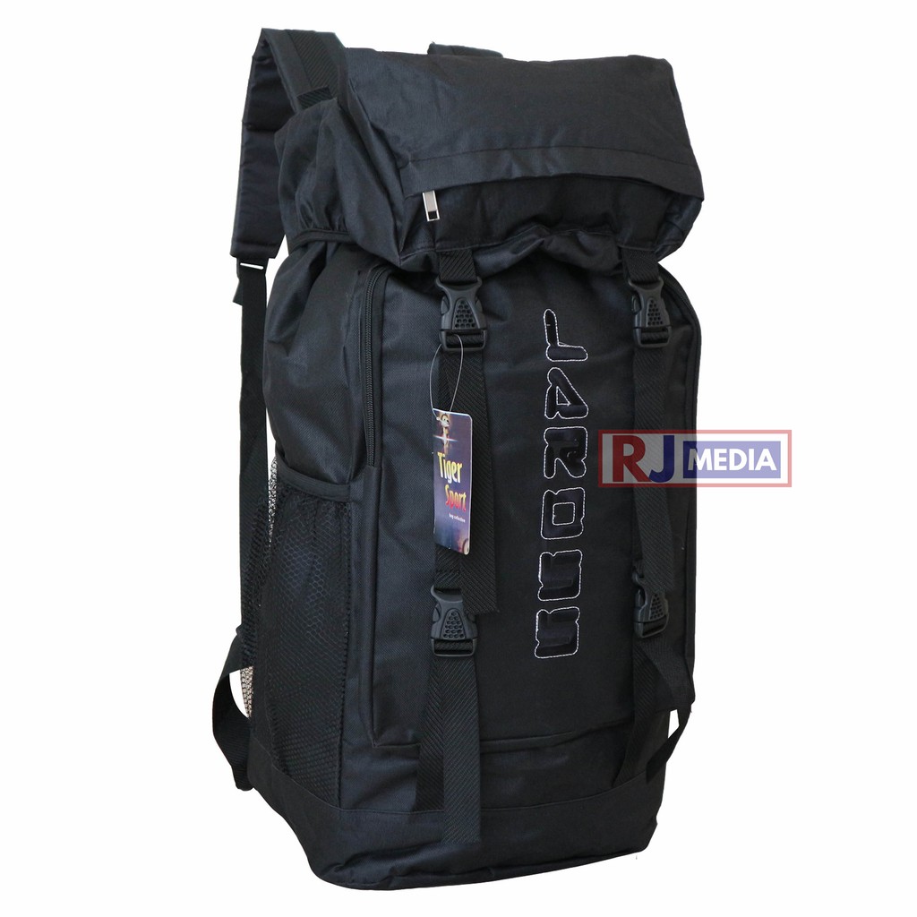 Ransel Gunung LAROS Warna Hitam Carrier Hiking Traveling Mudik Berkualitas Kuat Nyaman Di Punggung Bahan Tebal Kuat Awet Stylish Simpel