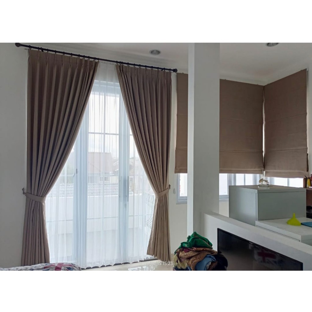 Promo gorden blackout 90% dove coklat peach  hotel bintang 5 free hook dan free tali senada bahan//G