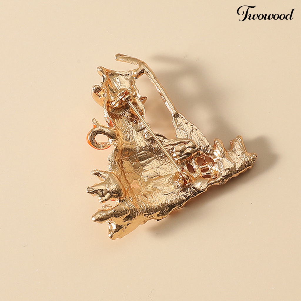 Twowood Brooch Pin Snowman Shape Decoration Jewelry Shiny Rhinestone Exquisite Brooch Christmas Gift